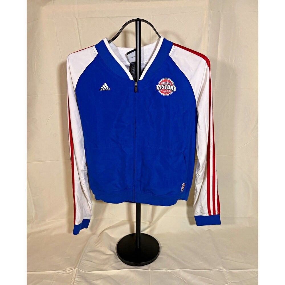 2013-14 Ladies Detroit Pistons Blue/White/Red On-Court Jacket Adidas Size S